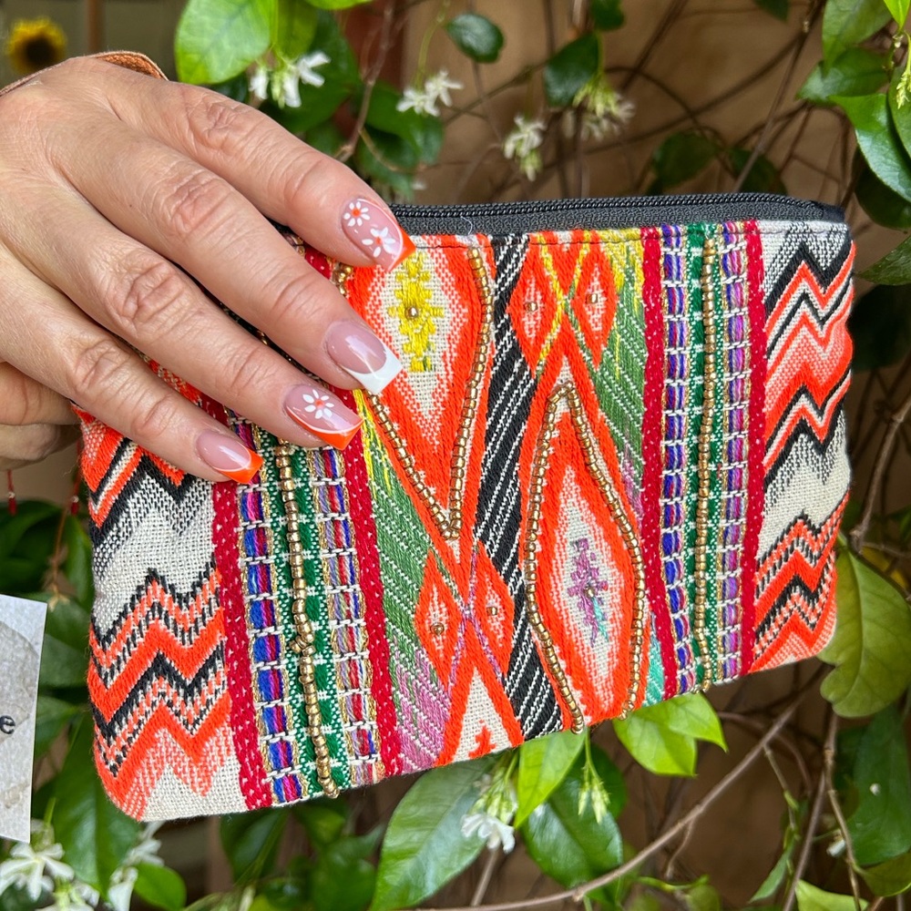 Handmade Hendbeaded Ethnic Clutch Orange NWT